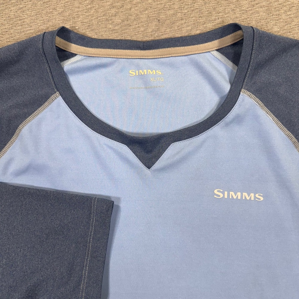 Simms Solarflex UPF 50 Long Sleeve Fishing‎ Shirt Womens XL Blue Colorblock